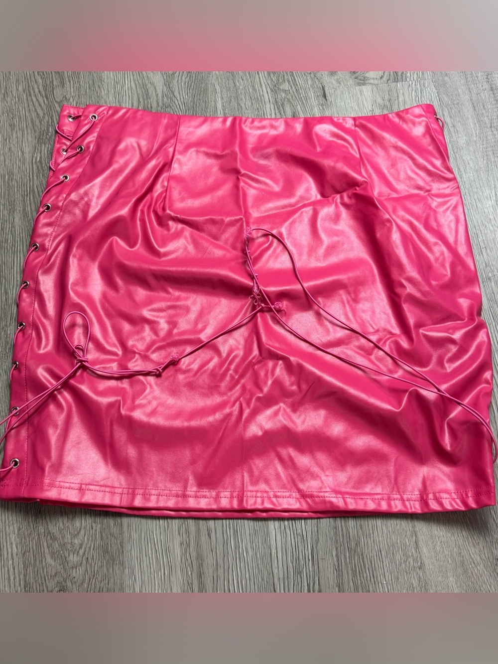 SHEIN Plus Size Pink Faux Leather Mini Skirt Sz 3XL